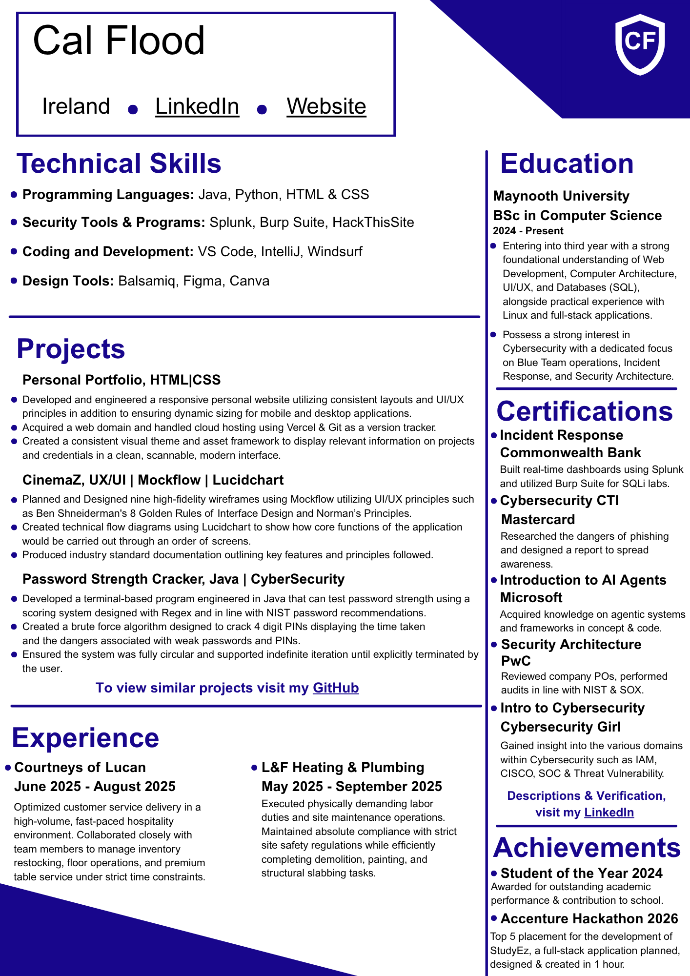 Cal Flood Resume Curriculum Vitae